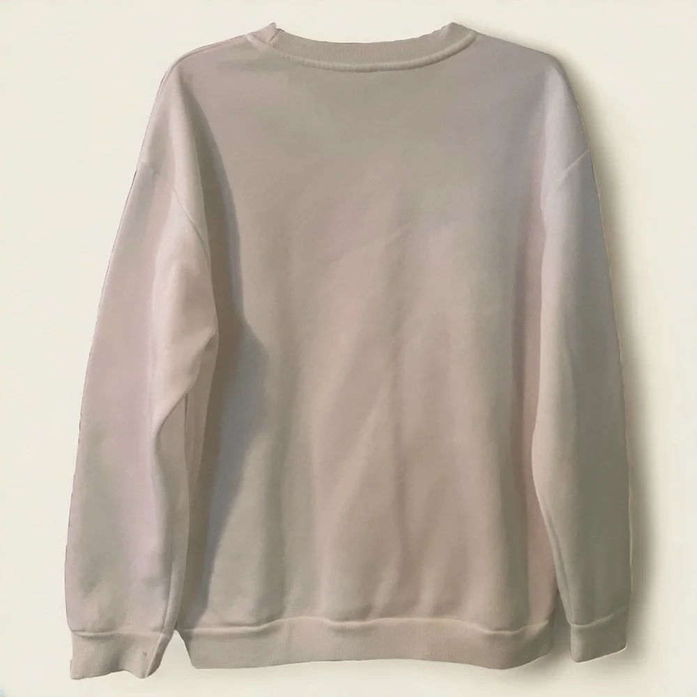 SHEIN Women’s White “New York Brooklyn” Fleece Long Sleeve Pullover Sweatshirt - Picture 2 of 4
